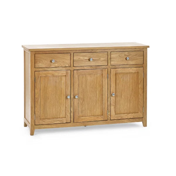 Mallory Large Sideboard – Oak – Spacious Storage with Silver Knobs