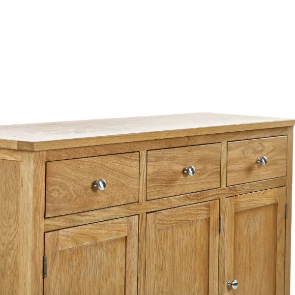 Mallory Large Sideboard – Oak – Spacious Storage with Silver Knobs