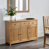 Mallory Large Sideboard – Oak – Spacious Storage with Silver Knobs | Julian Bowen