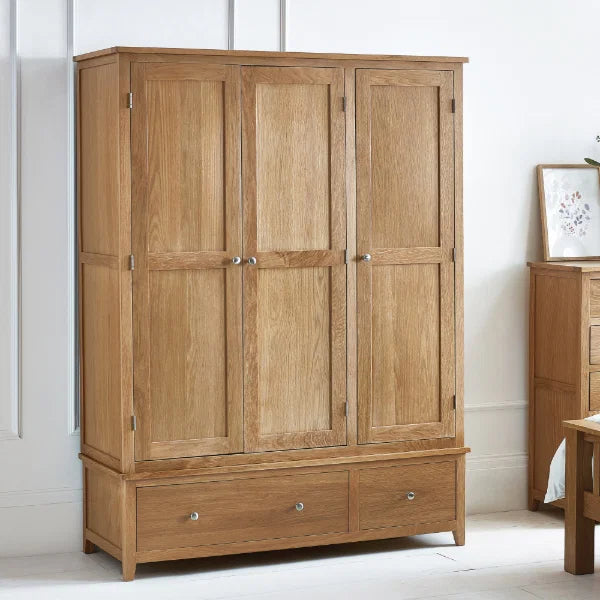 Mallory 3 Door Wardrobe – Oak Spacious Triple-Door Storage