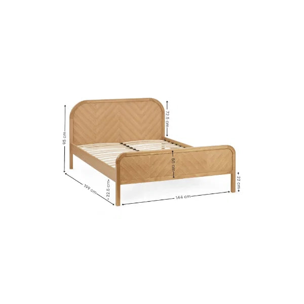 	Milo chevron oak double bed with statement chevron headboard in a modern bedroom setting