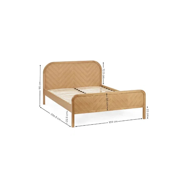Milo chevron oak king bed with statement chevron headboard in a modern bedroom setting