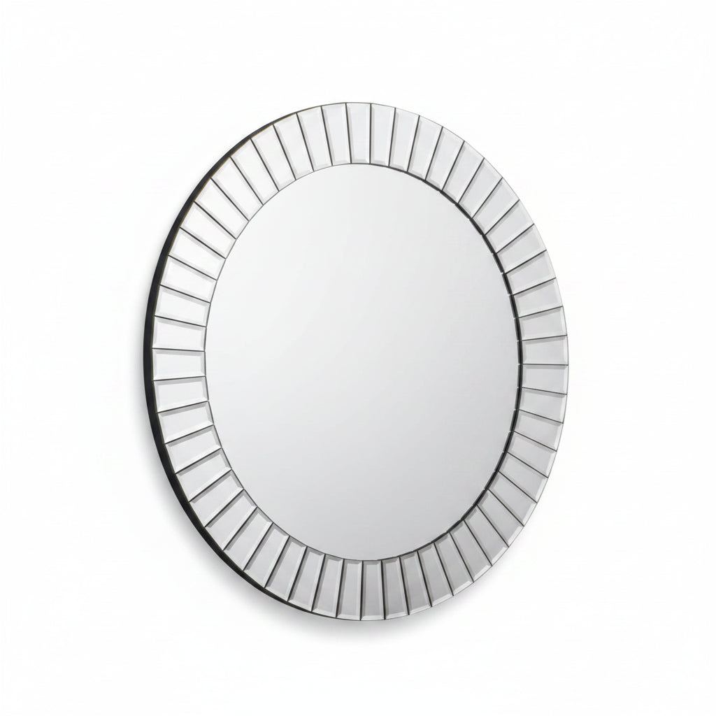 Sonata Small Round Wall Mirror – Sleek Metal Frame – Perfect for Hallways or Bathrooms | Julian Bowen