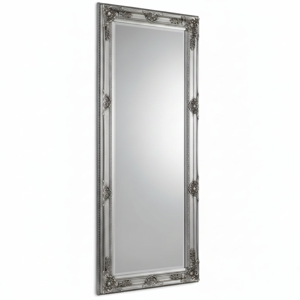 Palais Pewter Lean-To Dress Mirror – Classic Full-Length Mirror – No Wall Fixing Needed | Julian Bowen