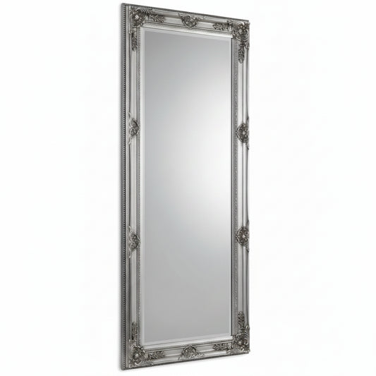 Palais Pewter Lean-To Dress Mirror – Classic Full-Length Mirror – No Wall Fixing Needed | Julian Bowen