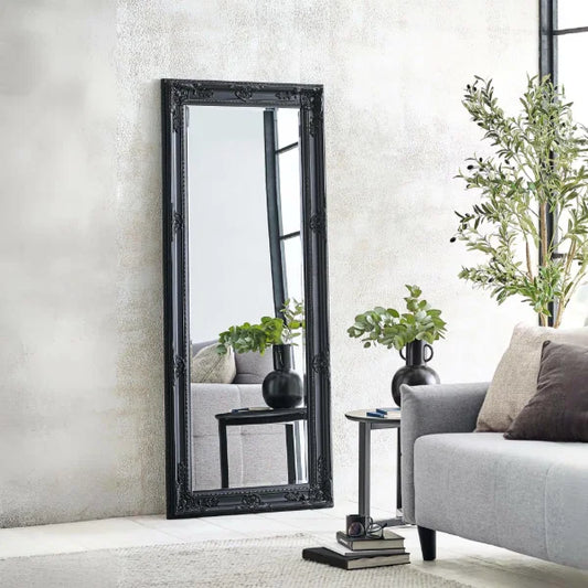 Palais Black Lean-To Dress Mirror – Bold Full-Length Mirror – No Wall Fixing Needed