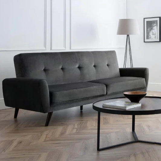 Monza 2 Seater Sofa – Dark Grey Velvet – Luxury Compact Design