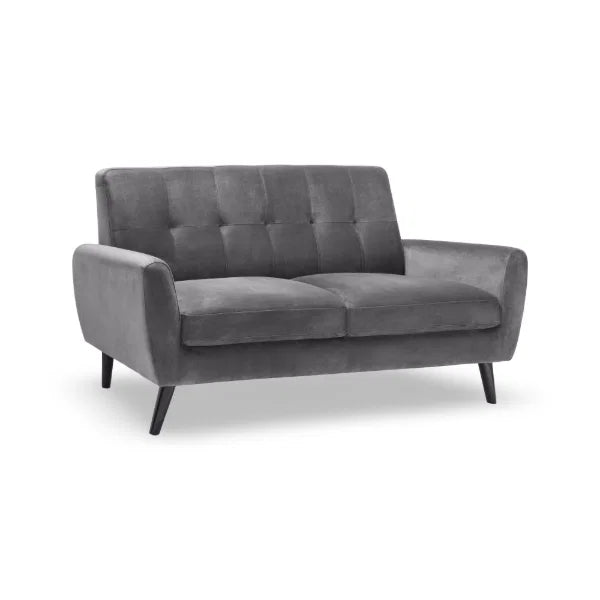 Monza 2 Seater Sofa – Dark Grey Velvet – Luxury Compact Design