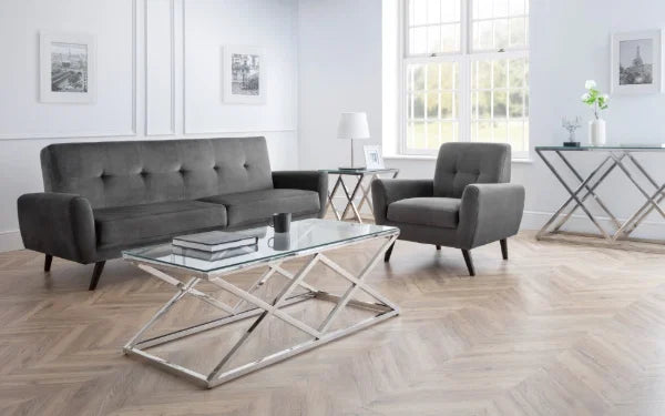 Monza 3 Seater Sofa – Dark Grey Velvet – Luxurious Family Seating