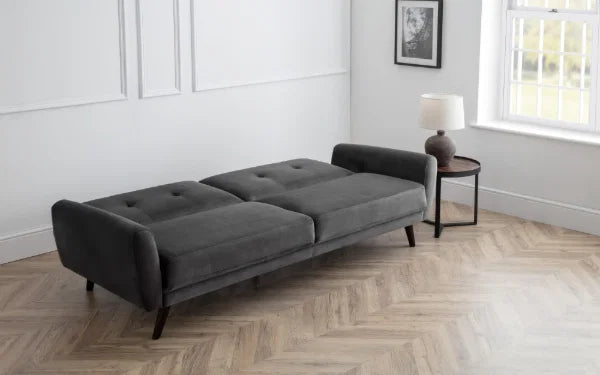 Monza Sofabed – Dark Grey Velvet – Elegant Sofa by Day, Guest Bed by Night