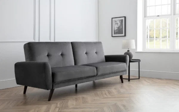 Monza Sofabed – Dark Grey Velvet – Elegant Sofa by Day, Guest Bed by Night