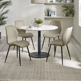 Morris set of 4 taupe faux leather dining chairs in a modern dining room setting
