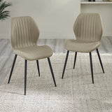 Morris set of 4 taupe faux leather dining chairs in a modern dining room setting