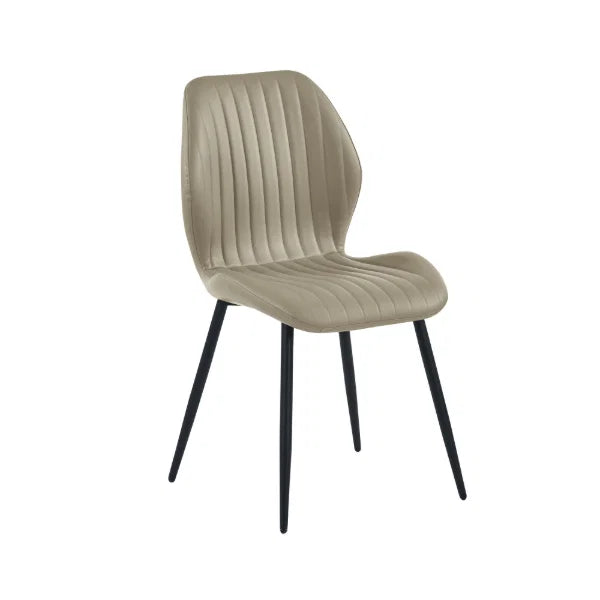 Morris Set of 4 Taupe Faux Leather Dining Chairs – Contoured Design with Black Legs | Julian Bowen