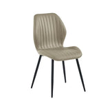 Morris Set of 4 Taupe Faux Leather Dining Chairs – Contoured Design with Black Legs | Julian Bowen