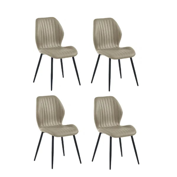 Morris set of 4 taupe faux leather dining chairs in a modern dining room setting