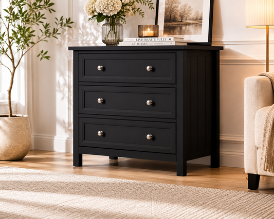 Maine 3 Drawer Chest – Anthracite – New England Style with Soft-Close Runners