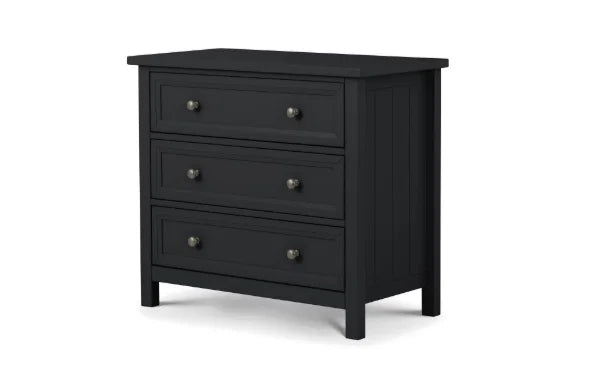 Maine 3 Drawer Chest – Anthracite – New England Style with Soft-Close Runners