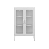 LPD Furniture Marsh matte white steel cabinet with reeded glass panels in a modern interior setting