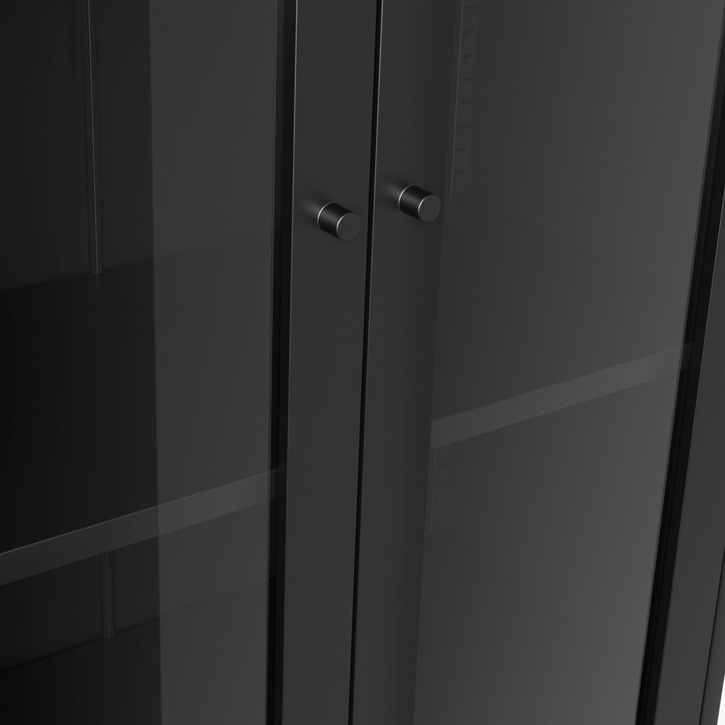 LPD Furniture Mase matte black steel display cabinet with clear glass panels