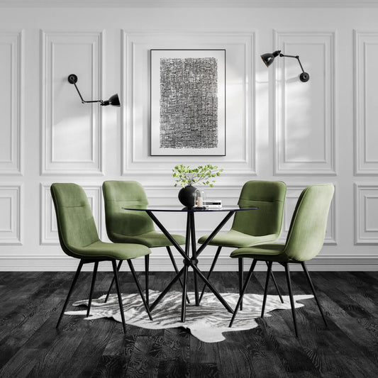 LPD Furniture Maxi moss green corduroy dining chair with black metal legs in a modern dining setting