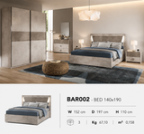 Modern LED double bed – Italian craftsmanship, 140x190 cm, sleek headboard with warm LED glow for contemporary bedrooms