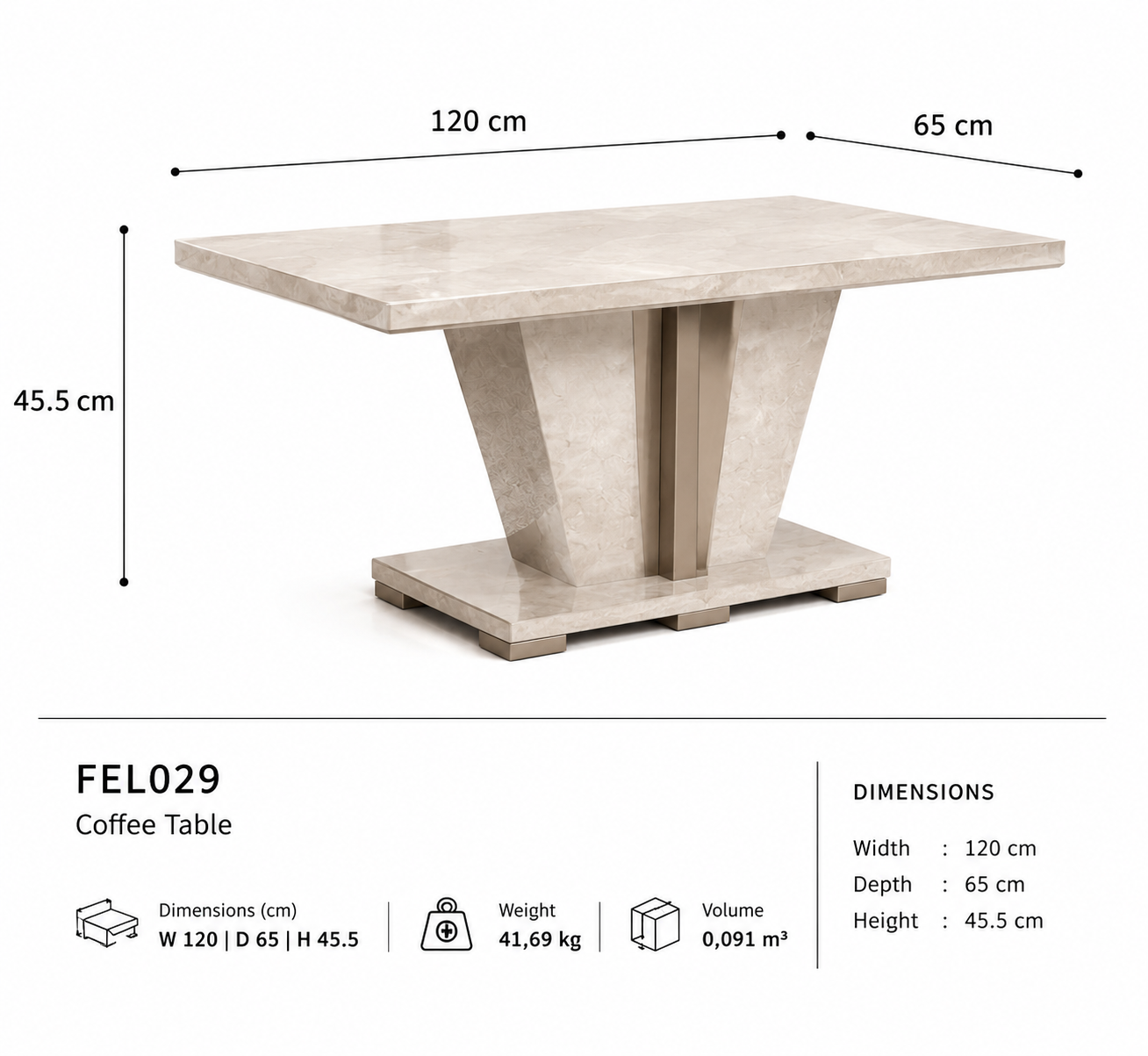 Modern compact coffee table – Italian design, space‑saving for smaller living rooms
