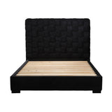 LPD Furniture Pasadena black upholstered bed in a modern bedroom setting