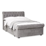 Ravello Grey Chenille Double Bed – Buttoned Headboard with Storage Drawers | Julian Bowen