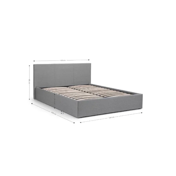 Rialto Lift-Up Storage Bed – Light Grey Linen – Gas-Powered Ottoman with Sprung Slatted Base
