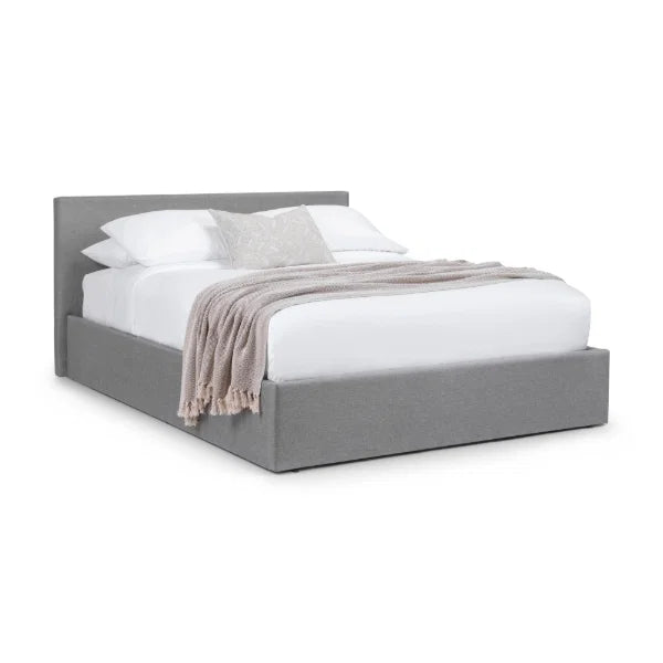 Rialto Lift-Up Storage Bed – Light Grey Linen – Gas-Powered Ottoman with Sprung Slatted Base
