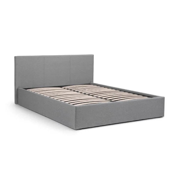 Rialto Lift-Up Storage Bed – Light Grey Linen – Gas-Powered Ottoman with Sprung Slatted Base