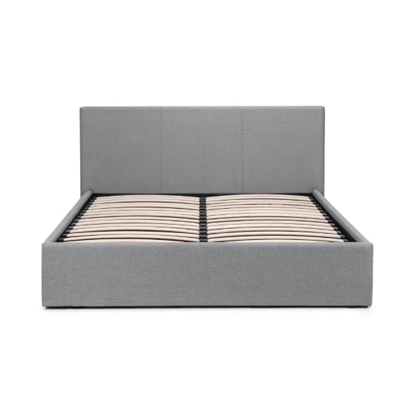 Rialto Lift-Up Storage Bed – Light Grey Linen – Gas-Powered Ottoman with Sprung Slatted Base