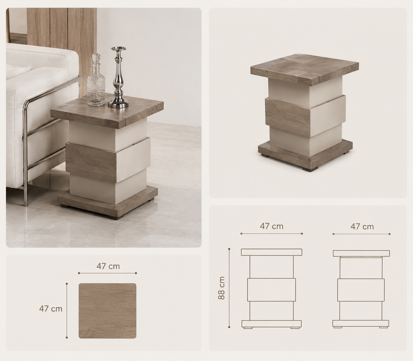 Royal lamp table – Italian design, compact side table for living rooms
