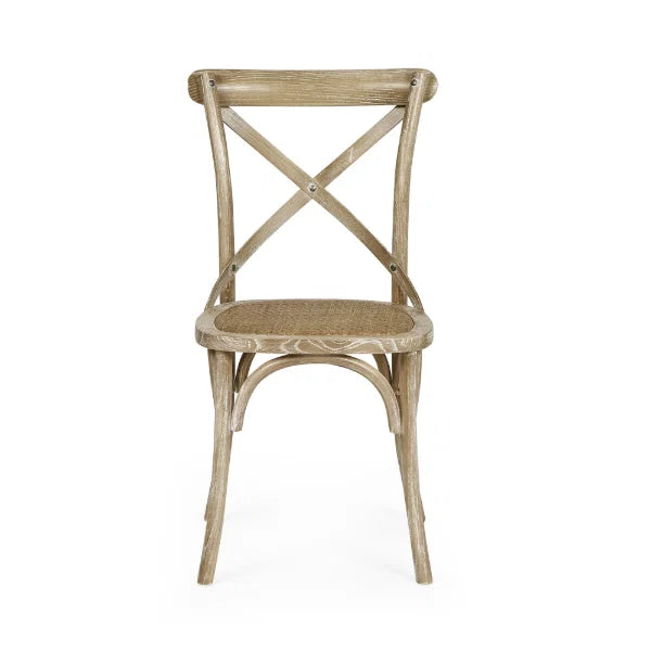 Satie set of 2 bistro dining chairs with cross-back design and woven seat in a modern dining setting