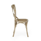 Satie set of 2 bistro dining chairs with cross-back design and woven seat in a modern dining setting