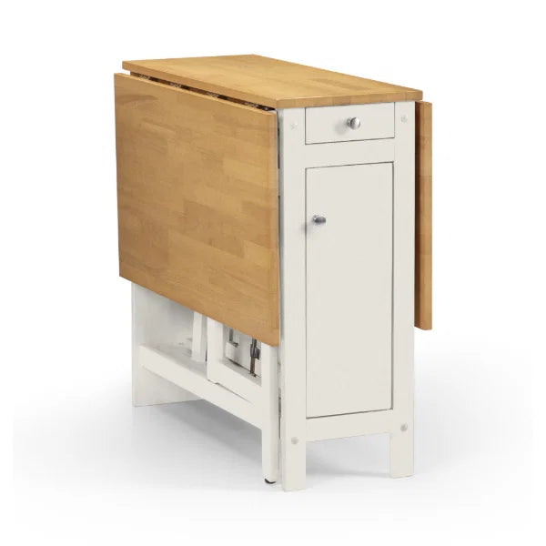 Savoy white and natural dining set with integrated storage and 4 folding chairs in a modern kitchen setting
