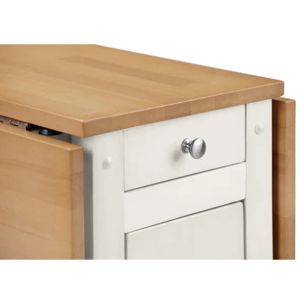 Savoy white and natural dining set with integrated storage and 4 folding chairs in a modern kitchen setting