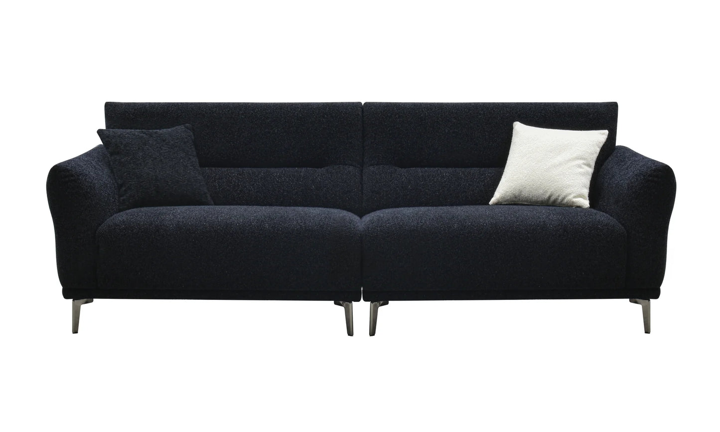 	Furnish365 Astoria iron bouclé 3 seater sofa with deep channel stitching in a modern living room setting