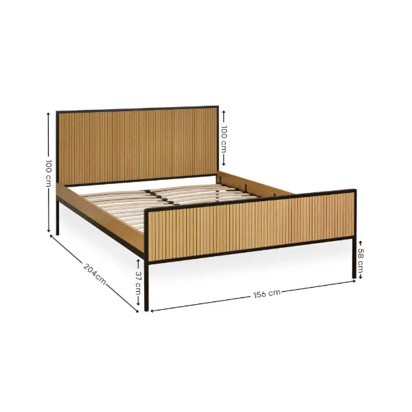 Sia grey upholstered bed frame with textured fabric finish in a modern bedroom setting