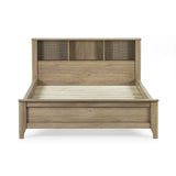 	Sydney rattan effect double bed with integrated shelving headboard in a modern bedroom setting