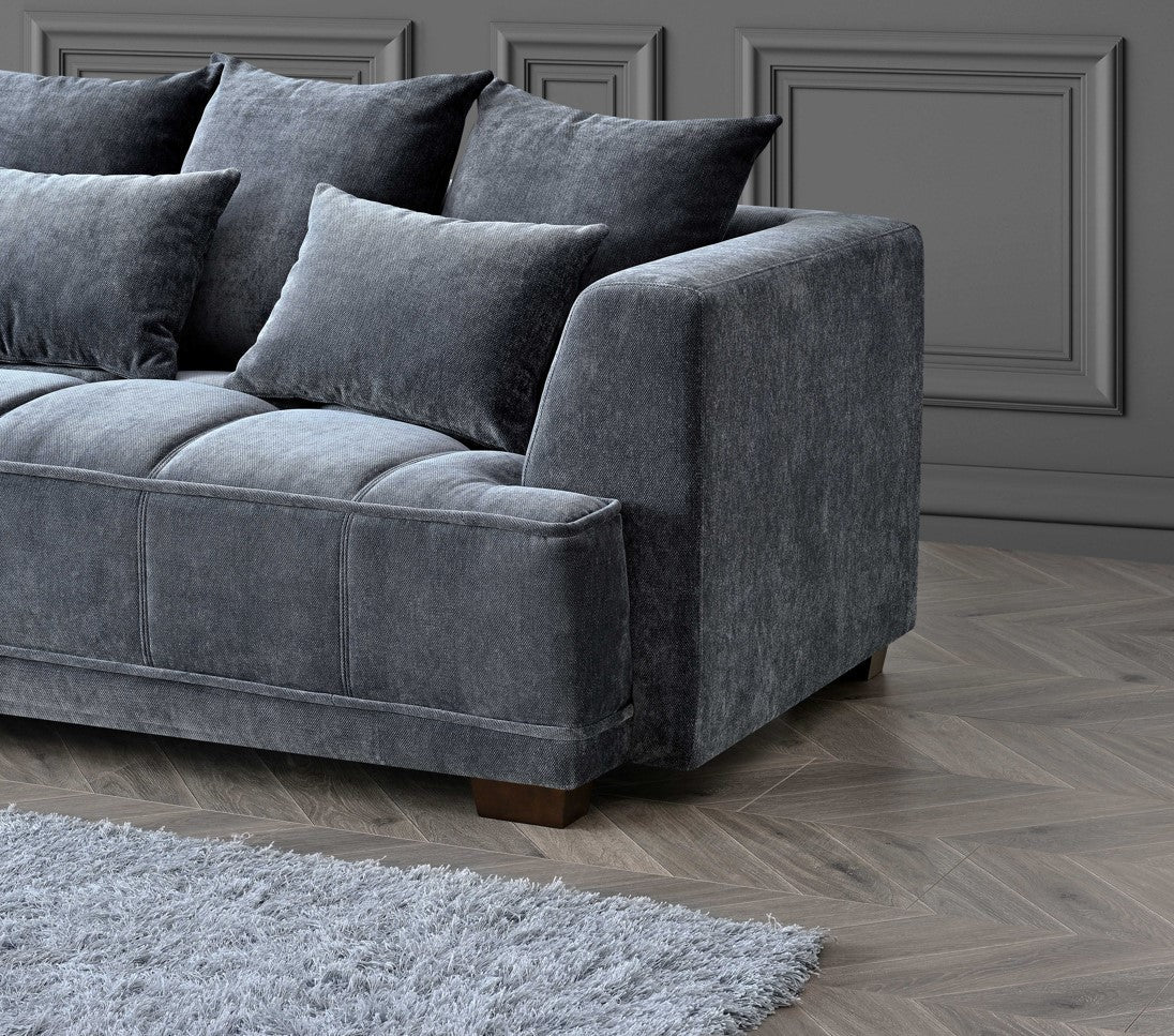 	Furnish365 Gramercy steel mermaid fabric corner sofa in a modern living room setting