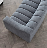 Furnish365 Astoria iron bouclé 3 seater sofa with deep channel stitching in a modern living room setting
