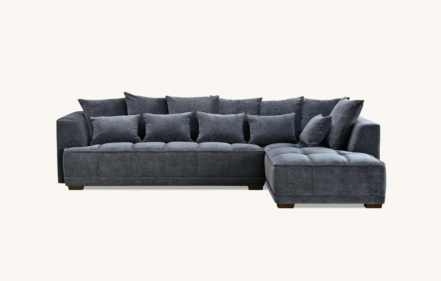 	Furnish365 Gramercy steel mermaid fabric corner sofa in a modern living room setting