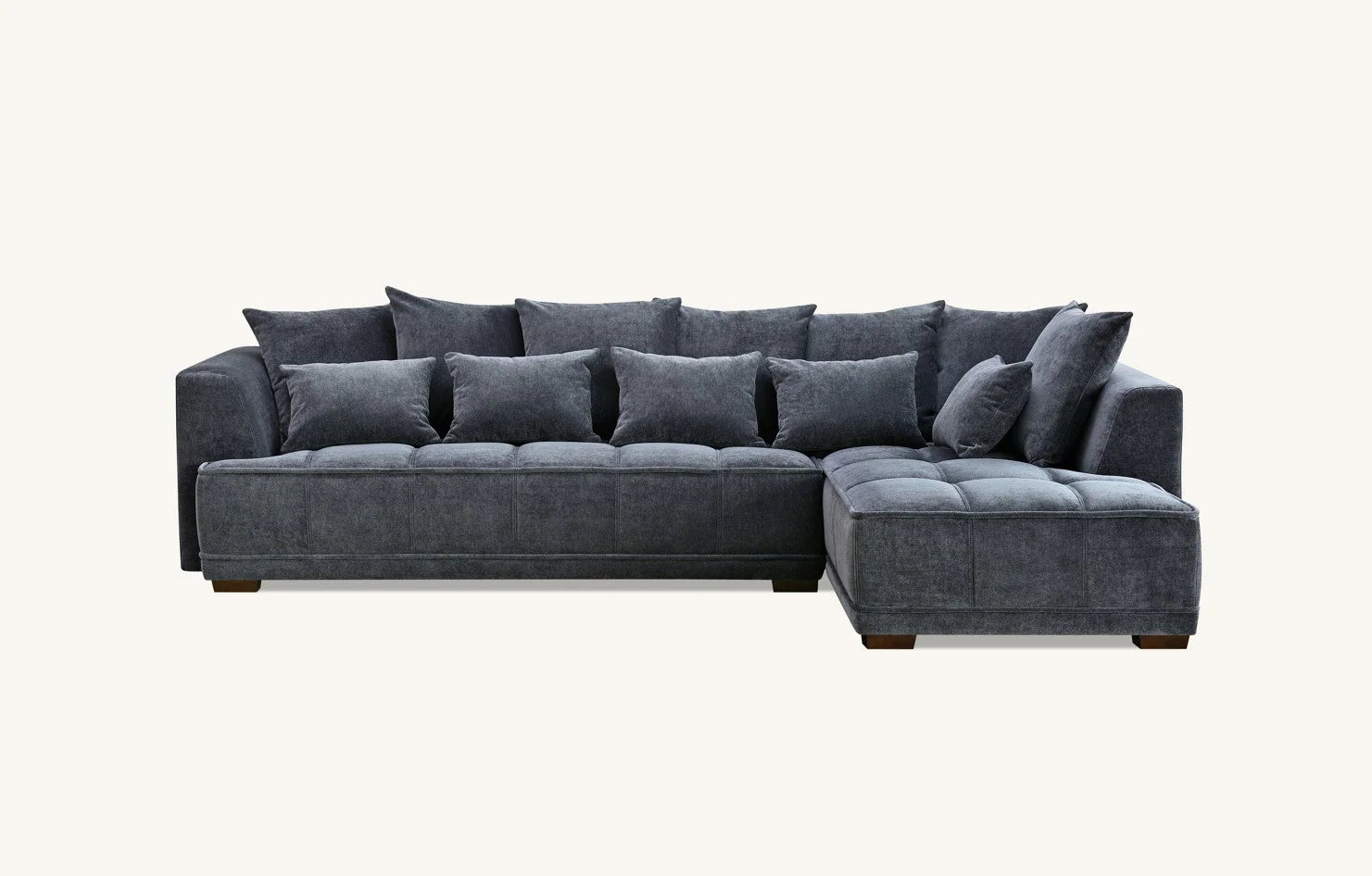 	Furnish365 Gramercy steel mermaid fabric corner sofa in a modern living room setting