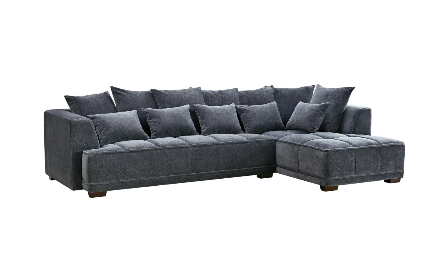 	Furnish365 Gramercy steel mermaid fabric corner sofa in a modern living room setting
