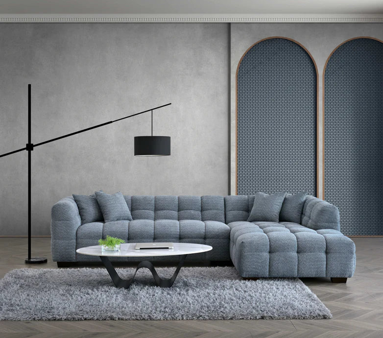 Furnish365 Tribeca iron bouclé corner sofa in a modern living room setting