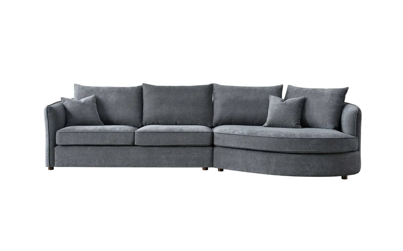 Furnish365 Rubin bouclé corner chaise with organic curved shape in a modern living room setting