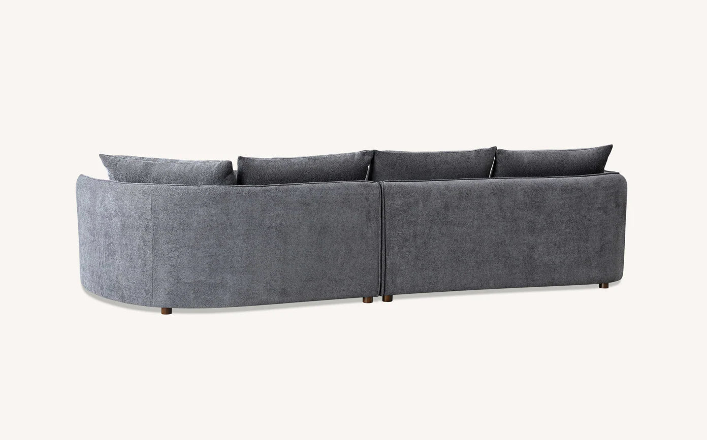 Furnish365 Rubin bouclé corner chaise with organic curved shape in a modern living room setting