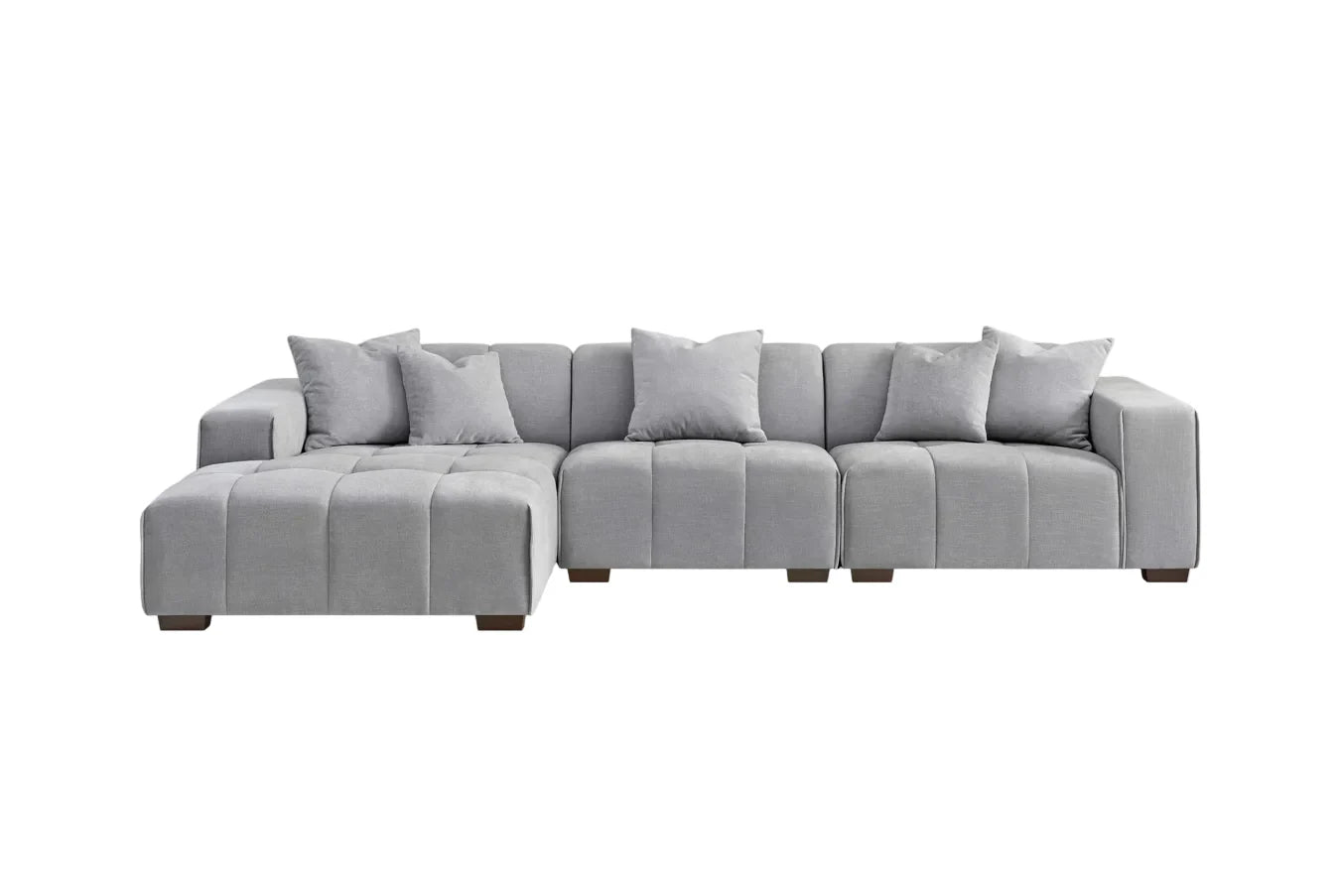 Furnish365 Leonard bouclé corner sofa with scatter cushions in a modern living room setting